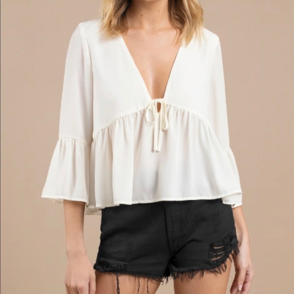 Tobi Cream Blouse with Bell Sleeves
